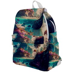 Tropical Island Fantasy Landscape Palm Trees Ocean Top Flap Backpack by Pakemis