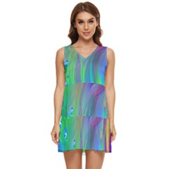 Fluid Art - Artistic And Colorful Tiered Sleeveless Mini Dress by GardenOfOphir