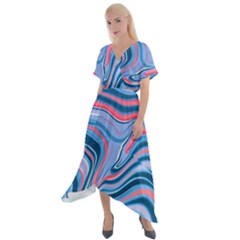 Fluid Art - Abstract And Modern Cross Front Sharkbite Hem Maxi Dress by GardenOfOphir