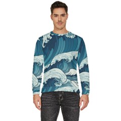 Waves Ocean Sea Pattern Water Tsunami Rough Seas Men s Fleece Sweatshirt by Pakemis