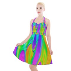 Fluid Background - Fluid Artist - Liquid - Fluid - Trendy Halter Party Swing Dress  by GardenOfOphir