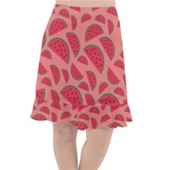 Watermelon Red Food Fruit Healthy Summer Fresh Fishtail Chiffon Skirt by Wegoenart