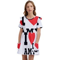 I Love Amy Kids  Frilly Sleeves Pocket Dress by ilovewhateva