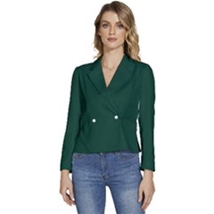 Sacramento Green	 - 	long Sleeve Revers Collar Cropped Jacket by ColorfulWomensWear