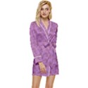 Violet Flowers Long Sleeve Satin Robe View1