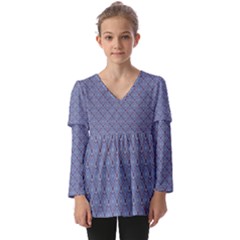 Blue Diamonds Kids  V Neck Casual Top by Sparkle