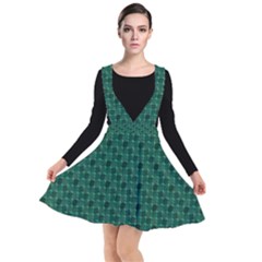 Green Pattern Plunge Pinafore Dress by Sparkle