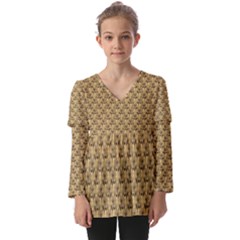 Flowers Kids  V Neck Casual Top by Sparkle