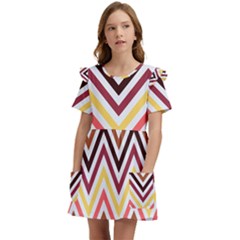 Chevron V Kids  Frilly Sleeves Pocket Dress by GardenOfOphir