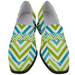 Green Chevron Women s Chunky Heel Loafers by GardenOfOphir