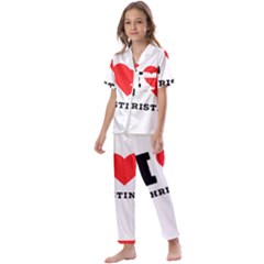 I Love Christine Kids  Satin Short Sleeve Pajamas Set by ilovewhateva