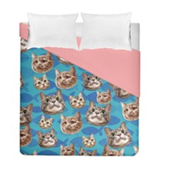 Cat Cute Blue Duvet Cover Double Side (full/ Double Size) by Givinglala