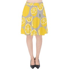 Lemon Background Lemon Wallpaper Velvet High Waist Skirt by Semog4