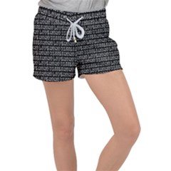 Black And White Love Kisses Pattern Women s Velour Lounge Shorts by GardenOfOphir