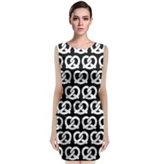 Black And White Pretzel Illustrations Pattern Classic Sleeveless Midi Dress by GardenOfOphir