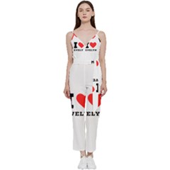 I Love Evelyn V-neck Spaghetti Strap Tie Front Jumpsuit by ilovewhateva