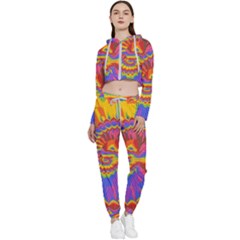 Colorful Spiral Abstract Swirl Twirl Art Pattern Cropped Zip Up Lounge Set by Jancukart