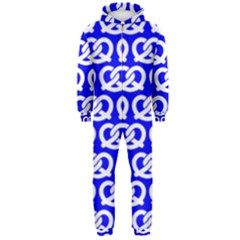 Blue Pretzel Illustrations Pattern Hooded Jumpsuit (men) by GardenOfOphir