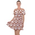 Brown Pretzel Illustrations Pattern Off Shoulder Velour Dress View1