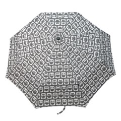 Gray And White Owl Pattern Folding Umbrellas by GardenOfOphir