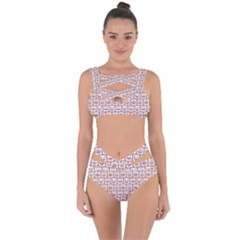 Light Pink And White Owl Pattern Bandaged Up Bikini Set  by GardenOfOphir