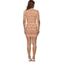 Orange And White Owl Pattern Low Cut Cap Sleeve Mini Dress View4