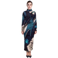 Glass Slipper Blues Fairytale Turtleneck Maxi Dress by Ravend