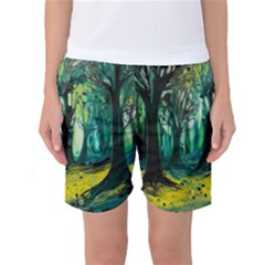 Ai Generated Trees Forest Mystical Forest Nature Art Women s Basketball Shorts by Ravend