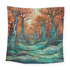 Ai Generated Tree Forest Mystical Forest Nature Square Tapestry (large) by Ravend