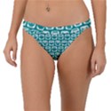 Teal And White Owl Pattern Band Bikini Bottoms View1