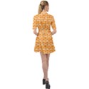 Yellow And White Owl Pattern Belted Shirt Dress View2