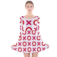 Pattern Xoxo Red White Love Long Sleeve Velvet Skater Dress by Jancukart