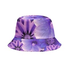 Pattern Floral Flora Flower Flowers Blue Violet Patterns Inside Out Bucket Hat by Jancukart