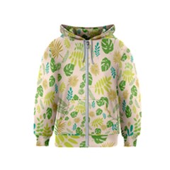 Tropical Leaf Leaves Palm Green Kids  Zipper Hoodie by Jancukart