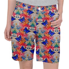 Butterflies Blue Pattern Girly Women s Pocket Shorts by Jancukart