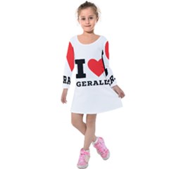 I Love Gerald Kids  Long Sleeve Velvet Dress by ilovewhateva