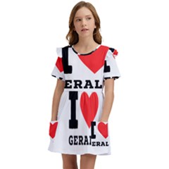 I Love Gerald Kids  Frilly Sleeves Pocket Dress by ilovewhateva