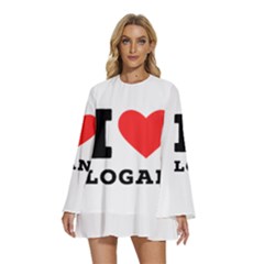 I Love Logan Round Neck Long Sleeve Bohemian Style Chiffon Mini Dress by ilovewhateva