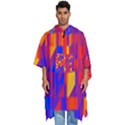 Geometric Pattern Fluorescent Colorful Men s Hooded Rain Ponchos View1