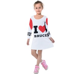 I Love Bruce Kids  Long Sleeve Velvet Dress by ilovewhateva