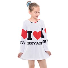 I Love Bryan Kids  Long Sleeve Dress by ilovewhateva