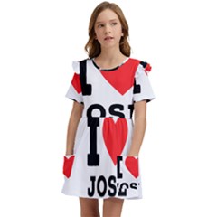 I Love Jose Kids  Frilly Sleeves Pocket Dress by ilovewhateva