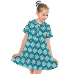 Abstract Knot Geometric Tile Pattern Kids  Short Sleeve Shirt Dress by GardenOfOphir