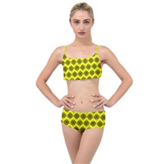 Abstract Knot Geometric Tile Pattern Layered Top Bikini Set by GardenOfOphir