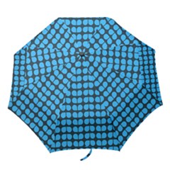 Blue Gray Leaf Pattern Folding Umbrellas by GardenOfOphir