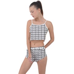 Gray And White Leaf Pattern Summer Cropped Co-ord Set by GardenOfOphir