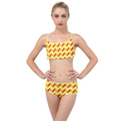 Modern Retro Chevron Patchwork Pattern Layered Top Bikini Set by GardenOfOphir