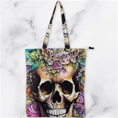 Skeleton Skull Cottagecore Double Zip Up Tote Bag by GardenOfOphir