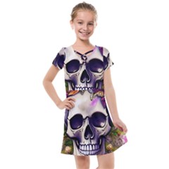 Cute Skulls And Bones Kids  Cross Web Dress by GardenOfOphir