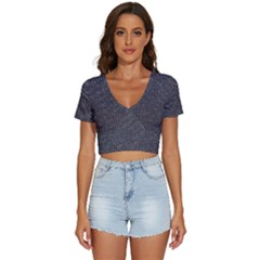 Texture-jeans V-neck Crop Top by nateshop